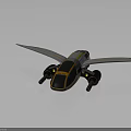 Futuristic Space Exploration Vehicle With Black Orange Cockpit And Extended Wings Design