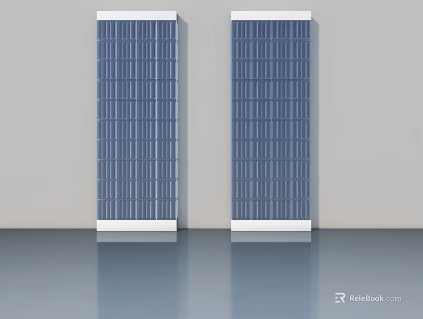 Modern Blue Hinged Doors With Grid Design And White Frame In Sleek Interior 3d model