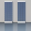 Modern Blue Hinged Doors With Grid Design And White Frame In Sleek Interior 3d model