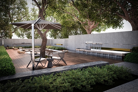 Modern courtyard landscape 3d model