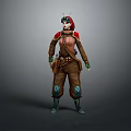 Fantasy Character Featuring Creature Inspired Antennae In Brown Outfit With Shoulder Armor