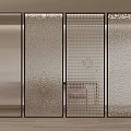Modern Glass Partitions With Various Textures And Black Frames For Interior Design 3d model