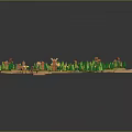 Cartoon Style Miniature Village Model With Colorful Houses Green Trees River And Roads