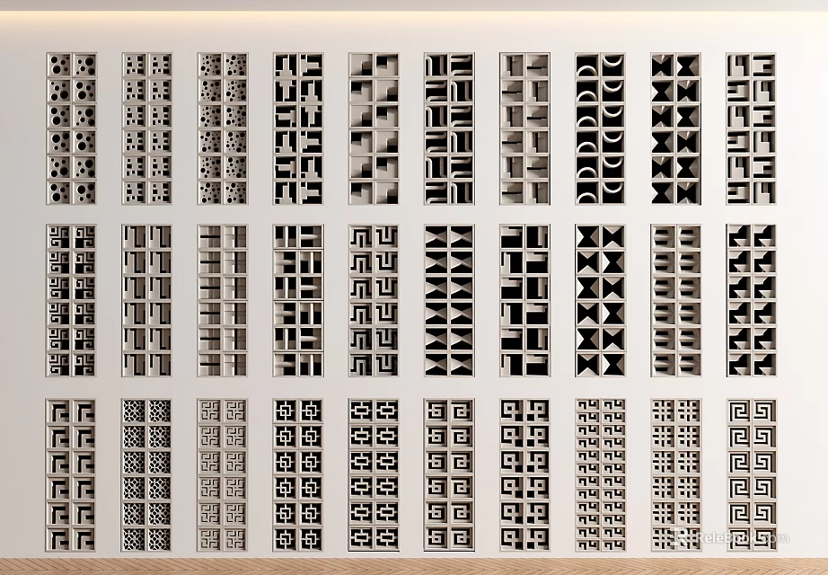 Decorative Room Dividers With Various Geometric Patterns And Modern Design Styles 3d model