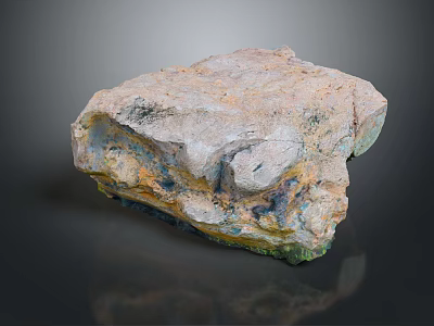 Natural Wooden Stone Block With Rough Surface And Colorful Natural Patterns 3d model