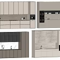 Modern Elegant Sideboard Design For Kitchen With White Gray Cabinets And Marble Countertop