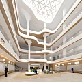 Hospital Outpatient Clinic Spacious Interior With Modern Design Skylight Ceiling And Multi Level Floors
