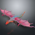 Vibrant Mythical Dragon With Pink Wings And Colorful Scales In Flight