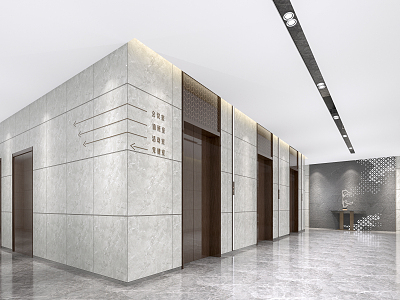 Modern elevator hall aisle elevator room 3d model