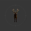 Majestic Brown Elk With Large Antlers Standing On Gray Background In Studio