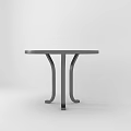 Round Dining Table With Curved Metal Legs Dark Gray Surface Modern Minimalist Interior