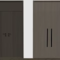 Modern Wooden Double Doors With Vertical Slats And Black Handles For Home Interior