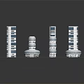 Modern Urban Architecture Model Featuring High Rise Buildings Circular Structures and Green Blue Spaces