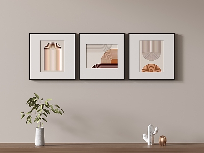 Abstract Morandi Color Decorative Painting Minimalist Hanging Painting Geometric Murals 3d model