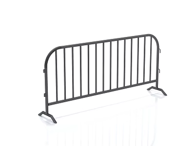 Black Metal Railing with Vertical Bars for Safety and Crowd Control 3d model