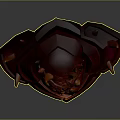 Red Demon Monster with Orange Horns Purple Eyes Yellow Teeth and Armored Ornate Carapace