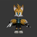 Game And Movie Character Yellow Orange Fox With Blue Eyes White Gloves And Tail