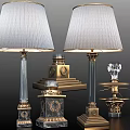 Elegant Table Lamps With Glass Columns Gold Base And Decorative Lampshades