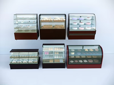 Retail Display Cases With Glass Doors For Bakery Pastry Storage And Various Designs 3d model