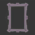 Pink Neon Picture Frame With Decorative Patterns Against Dark Blue Background And Reflection 3d model
