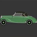 Vintage Green Convertible Car With Shiny Chrome Grille And Retro Design