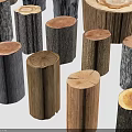 Wooden Boards Timber Firewood Piles Combined 3D Models With Various Shapes And Sizes
