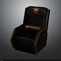 Black Gaming Chair With Orange Accent Cougar Branded Logo And Quilted Design