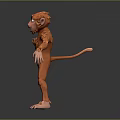 Orange Monkey 3D Model Character With Exaggerated Expression Standing Arms Outstretched Pose 3d model
