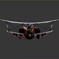 Futuristic Cosmic Aerospace Spaceship Model With Colorful Mechanical Wings And Blue Purple Accents
