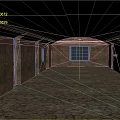 Elevator Hallway With Stone Walls Stone Floor Arched Ceiling And Window