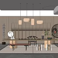 Modern Tea Room Interior Design With Wooden Walls Hanging Pendant Lights Long Table And Cushions