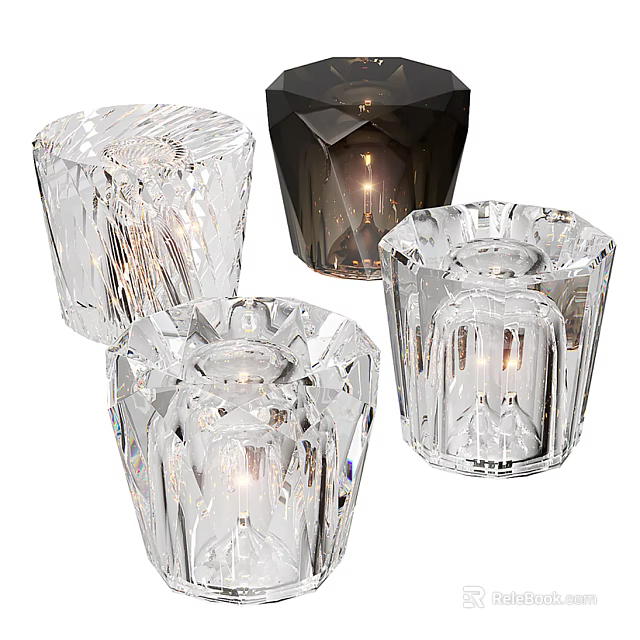 Elegant Crystal Table Lamps With Transparent Bodies And Geometric Design Styles 3d model