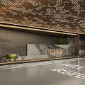 Modern Luxury Parking Garage Entrance With Marble Walls Metal Decor And Green Plants