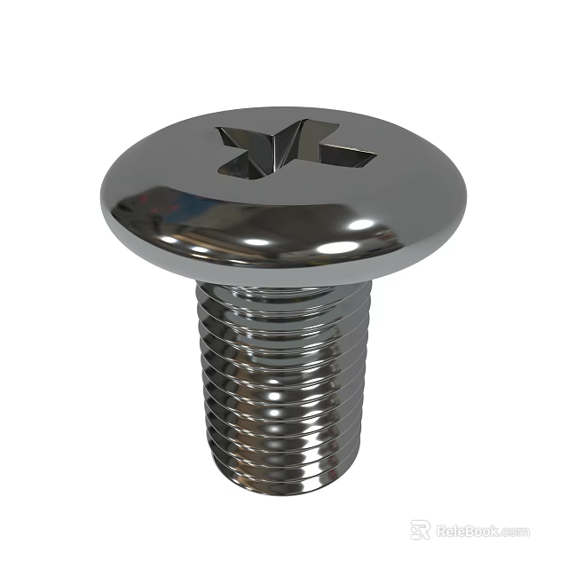High Quality Stainless Steel Cross Slot Round Head Threaded Screw 3d model 