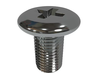 High Quality Stainless Steel Cross Slot Round Head Threaded Screw 3d model