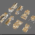 Various Construction Vehicle Models Including Toy Trucks Bulldozers And Concrete Mixers
