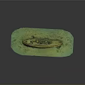 Yellow Canoe Water Vessel In Green Underwater Environment With Details