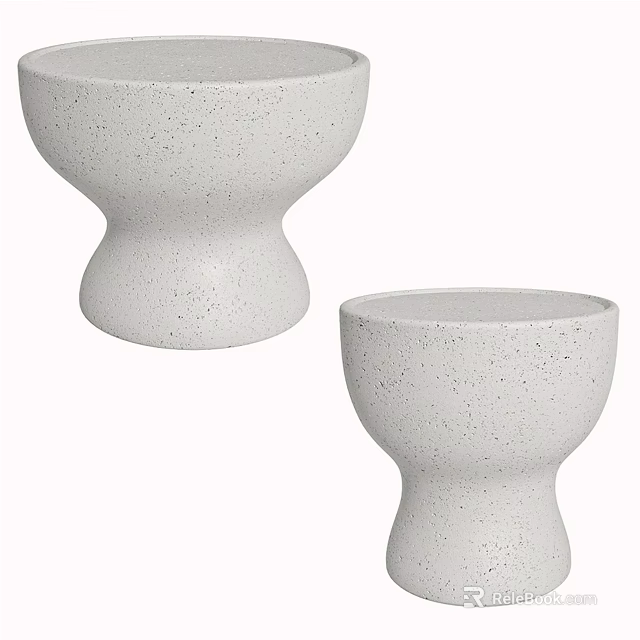 White Speckled Surface Decorative Ornament Set With Two Different Sizes For Home Decor 3d model 