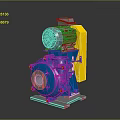 Industrial Blue Mechanical Pump With Yellow Motor And Metal Base Device
