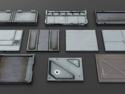 Industrial Equipment Metal Plate Components With Various Shapes And Holes For Industrial Use 3d model