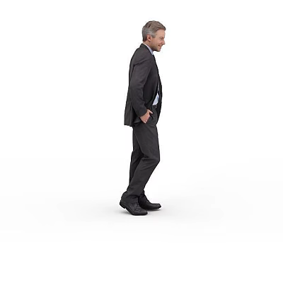 Man Wearing Black Suit Standing Sideways With Hand In Pocket On White Background 3d model