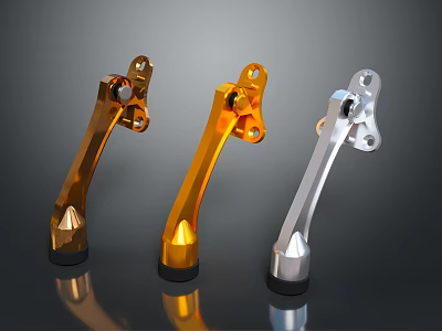 Shiny Metal Mechanical Levers With Black Bases In Gold Orange And Silver Colors 3d model
