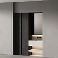 Modern Washbasin Vanity With Mirror LED Lighting And Sleek Faucet Design
