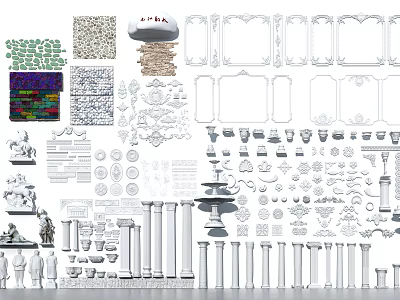 Intricate Carvings With Decorative Patterns Frames Columns And Design Elements 3d model