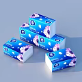 Soft Facial Tissue Boxes With Blue Packaging And White Flower Patterns For Home Use 3d model