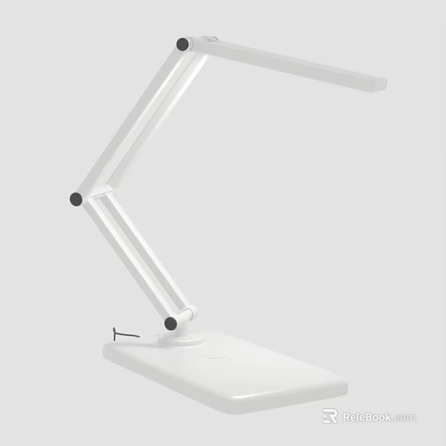 White Adjustable Arm Desk Lamp With Modern Design And Stable Base 3d model 
