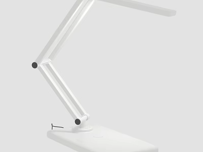 White Adjustable Arm Desk Lamp With Modern Design And Stable Base 3d model