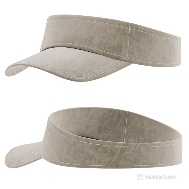 Light Gray Visor Hat With Textured Fabric Curved Brim And Stitching Details 3d model 