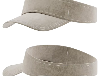 Light Gray Visor Hat With Textured Fabric Curved Brim And Stitching Details 3d model