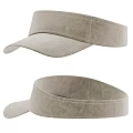 Light Gray Visor Hat With Textured Fabric Curved Brim And Stitching Details